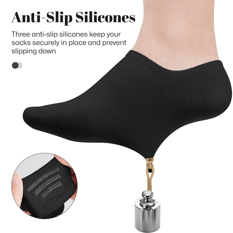 wernies No Show Socks, Women Short Black Low Thin Non Slip Invisible Loafer Ankle Low Cut Socks - Image 2